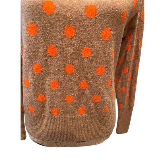 Gap Women's M Orange Polka Dot Pullover Sweater Long Sleeve Crew Neck - Picture 3 of 9